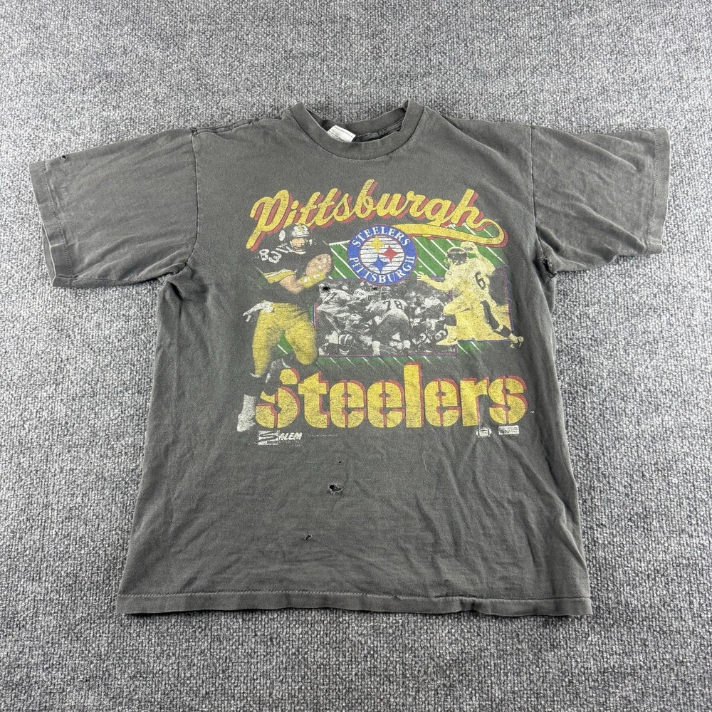 Salem Sportswear Shirt Mens Medium Black Steelers NFL Football Vintage 90s Tee